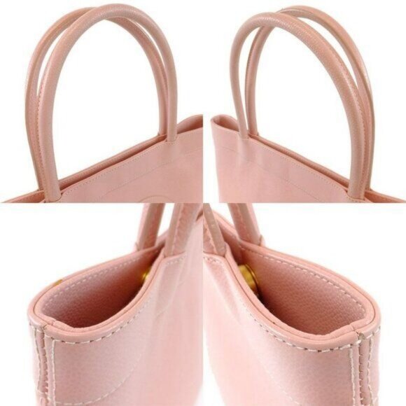 Authentic CHANEL CC Timeless Caviar Logo Shoulder Tote Bag Pink Leather Purse - Picture 11 of 12